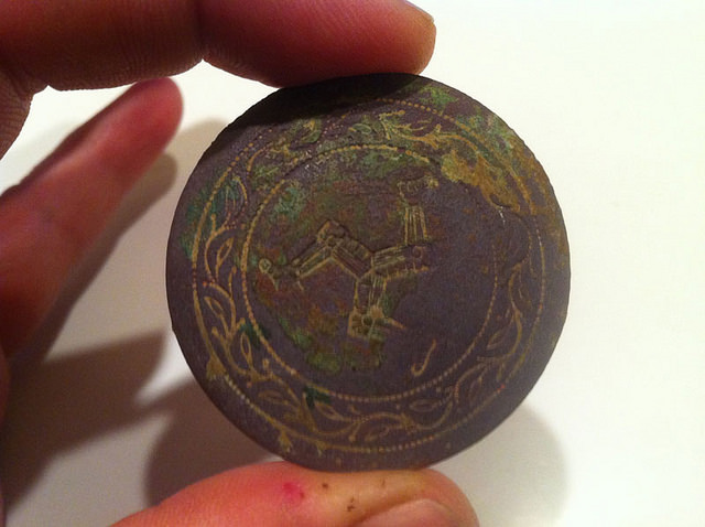 Manx Triskelion symbol found (Isle of Man?) on Copper Saddle Adornment