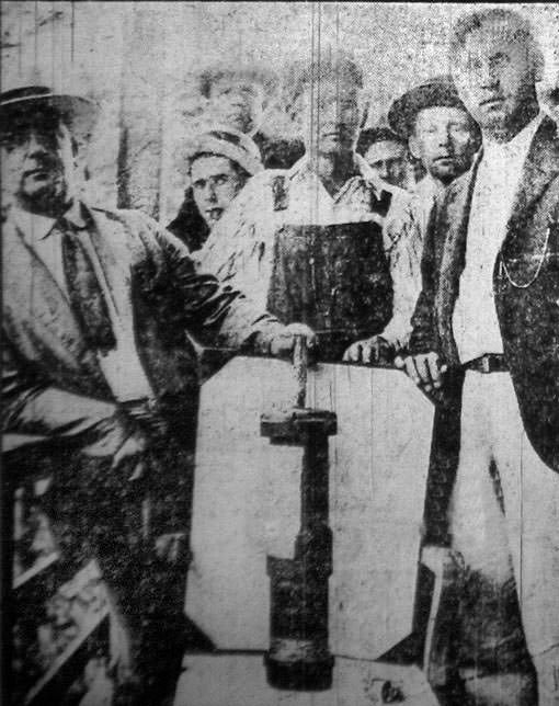 Officers of District 17, UMW, say the bomb shown here was dropped from a plane which flew over their camps