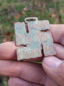 Coca-Cola Lucky Watch Fob on Swastika c1925 Brass - Central KY